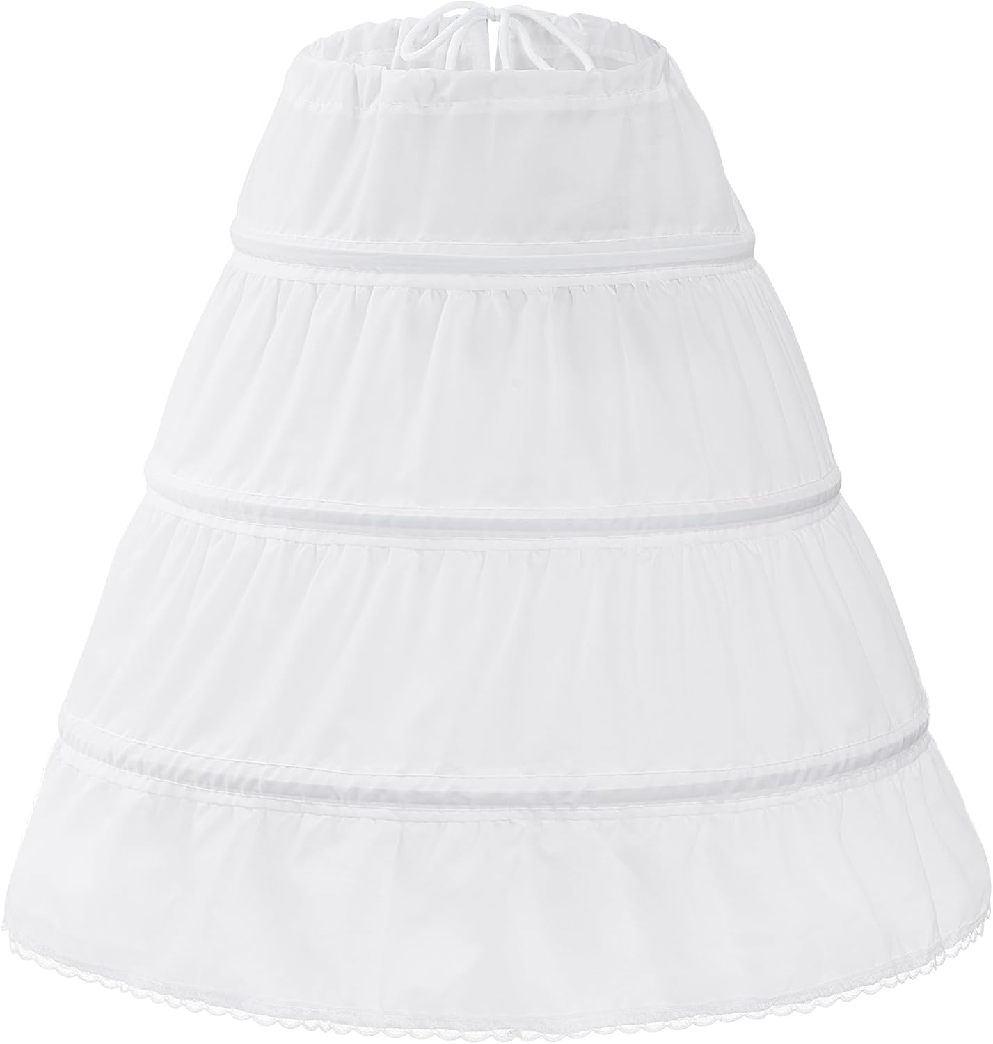 Obmwang Girls Petticoat Crinoline 3 Hoop Skirt Petticoats for Girls Underskirt Ball Gown White 8-9 Years