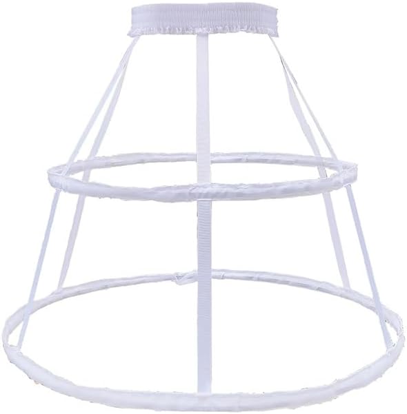 Petticoat 2 Hoops Bustle Lolita Fishbone Hollow Cage Skirt Embroidery Floral Underskirt Lace Pannier for Girls Standard One Size White