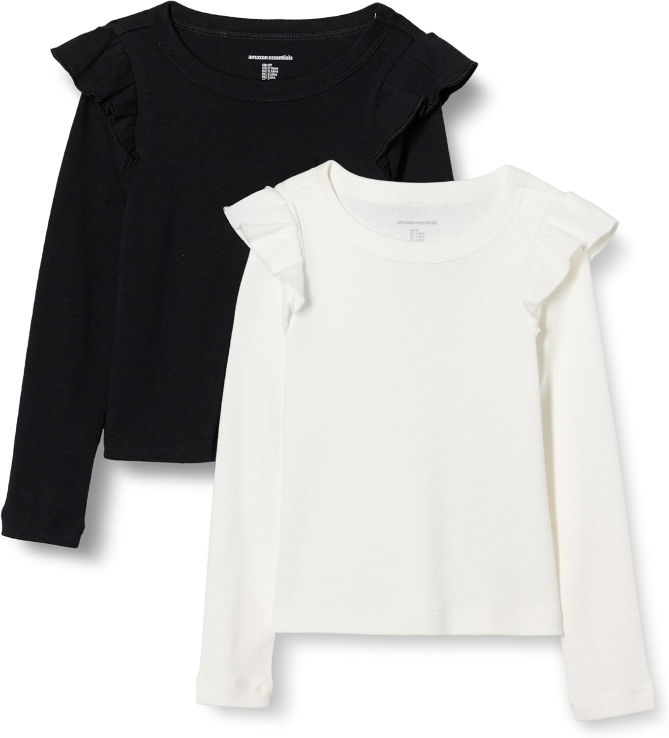 Girls Long Sleeve Ruffle T-Shirt Medium Black/Ivory