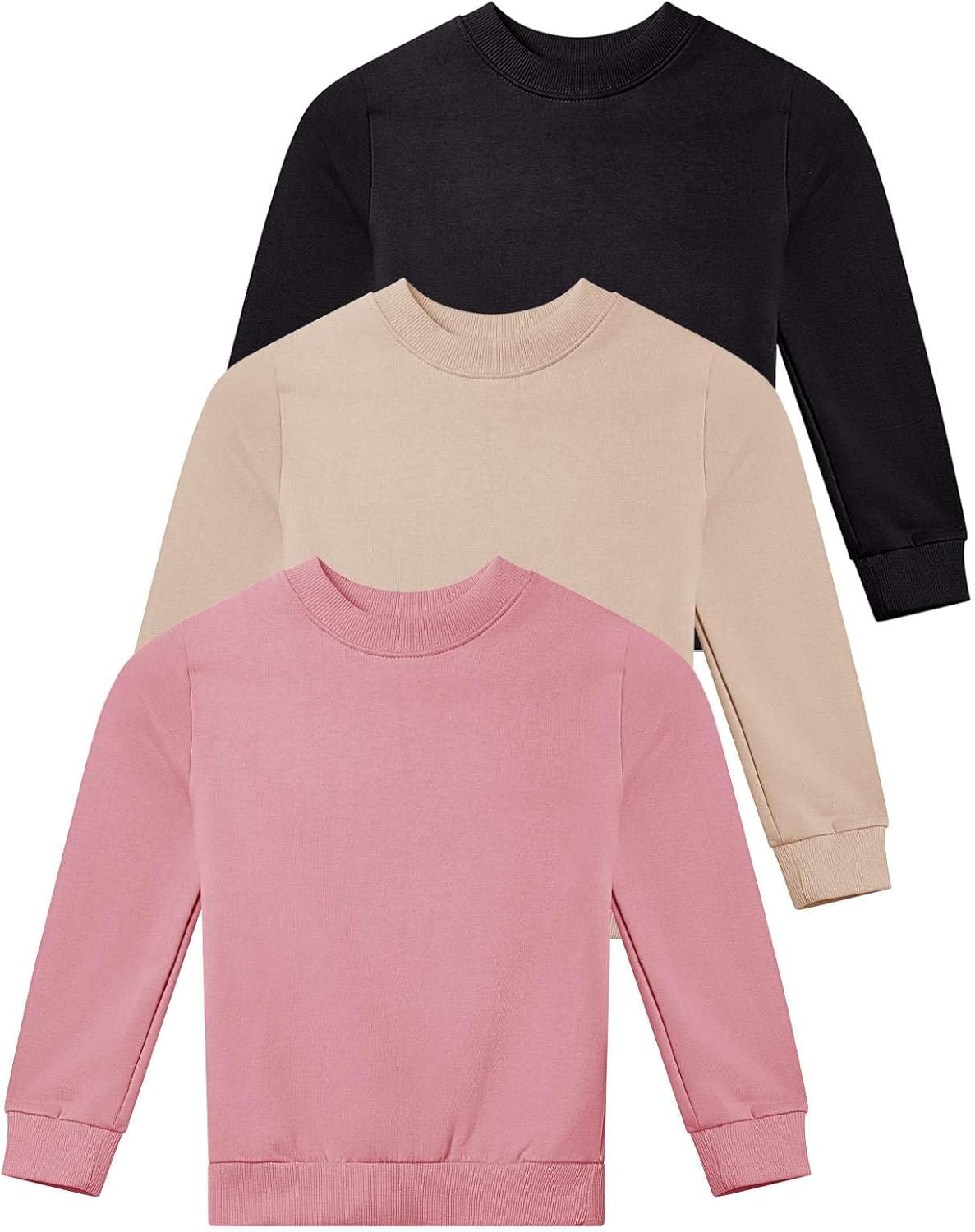 3-Pack: Girls Ultra-Soft & Warm Long Sleeve Fleece Crew Neck Pullover Sweatshirt Small Set 8
