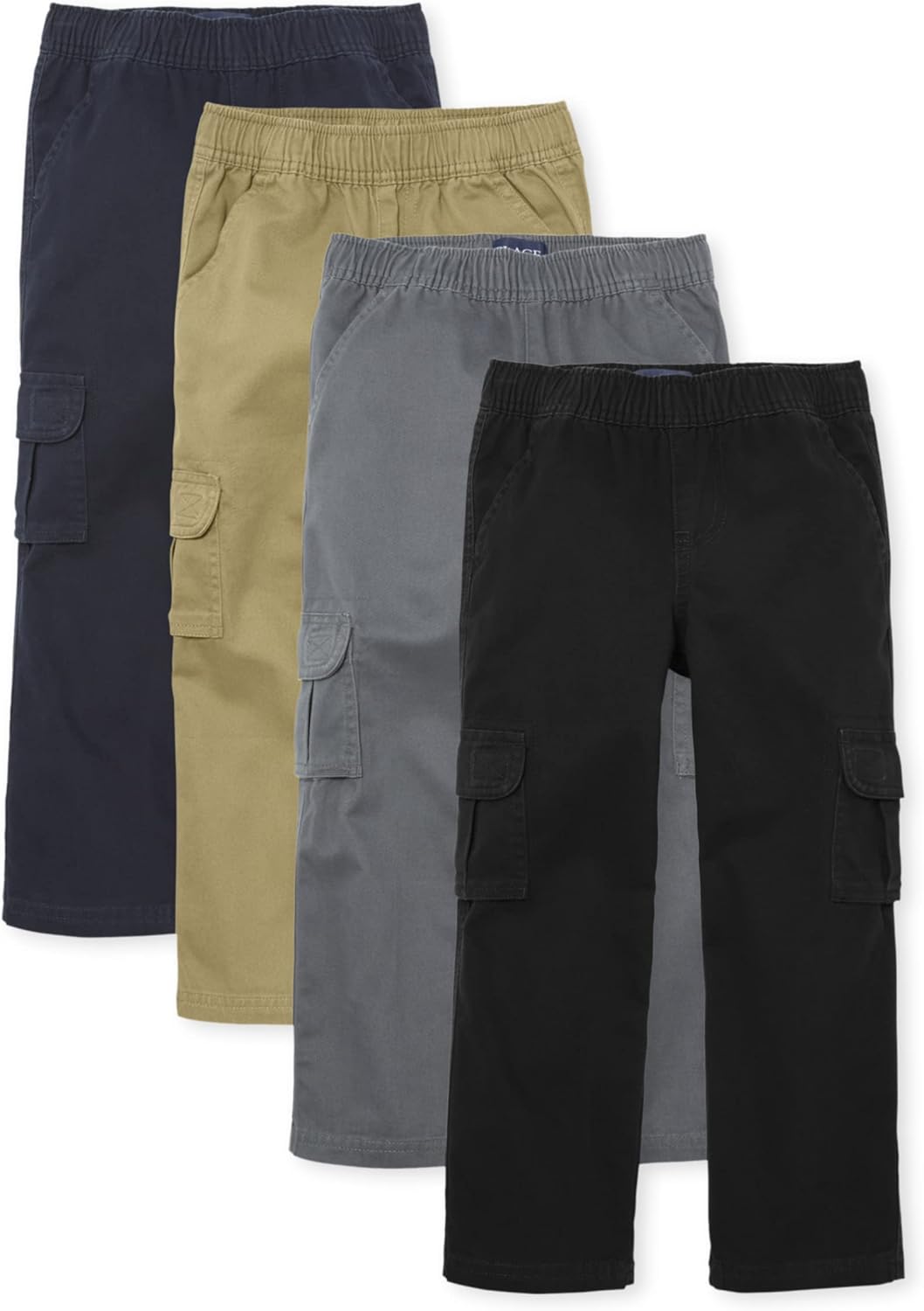 The Children's Place Pull on Cargo Pants,multipacks 6 Black/Flax/Gray/New Navy 4-pack