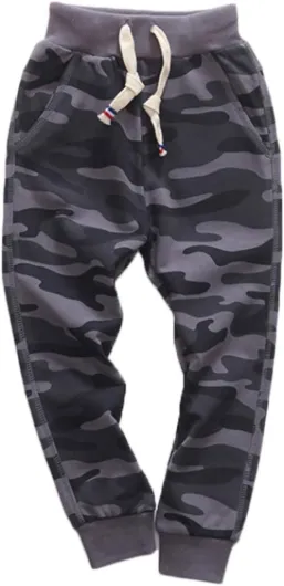 Boy's Cotton Camouflage Sweatpants Sports Pants for Children 6 Iron Grey