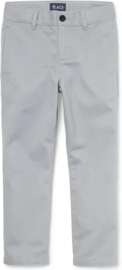 The Children's Place Boys Stretch Relaxed Straight Chino Pants 6 Slim Fin Gray