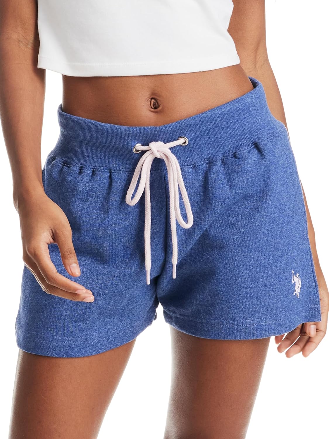 U.S - Polo Assn - French Terry Sweat Shorts for Women, Comfy Poly-Cotton Lounge Shorts for Women with Pockets Medium Navy Heather1