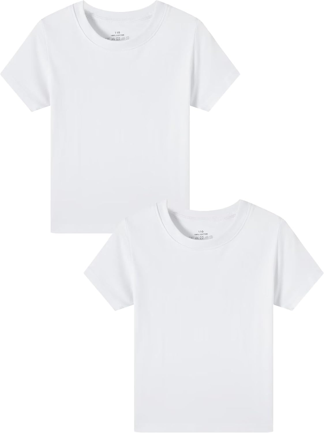 Boys Short Sleeve Crewneck Kids T-Shirts Top Girls Tee White 3-4T