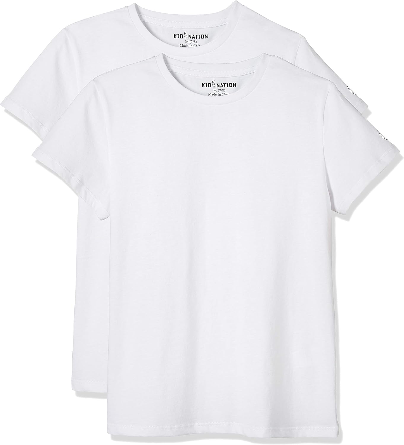 Kids Unisex Cotton Tagless Short Sleeve Crewneck T Shirts Small White*2