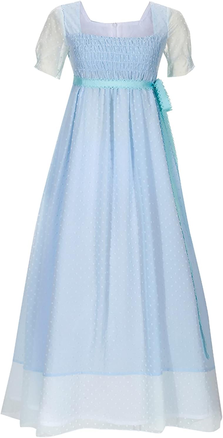 Royal Colonial Girl Child Princess Costume Hamilton Show Cosplay Medieval Victorian Stage Dress Large Sky Blue Version