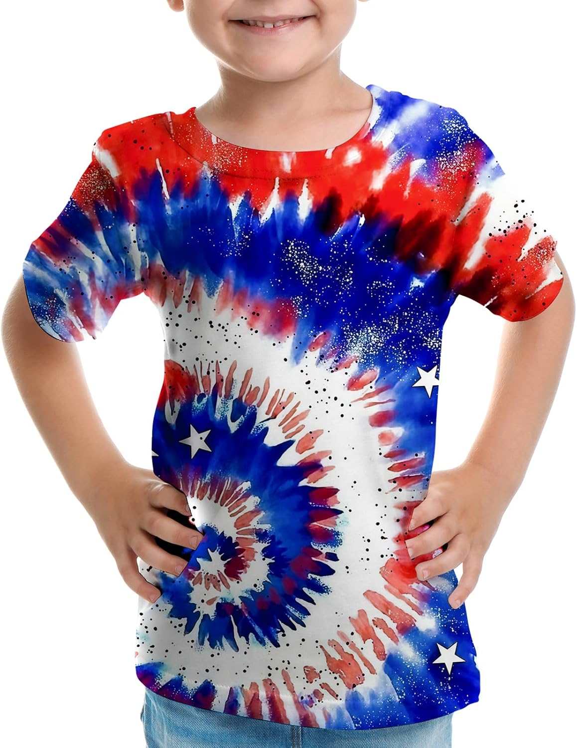Big Kids Tie Dye Shirt for Boys Girls Short Sleeve Hippie Tshirt Senior Tee Patriot 9-12 Years
