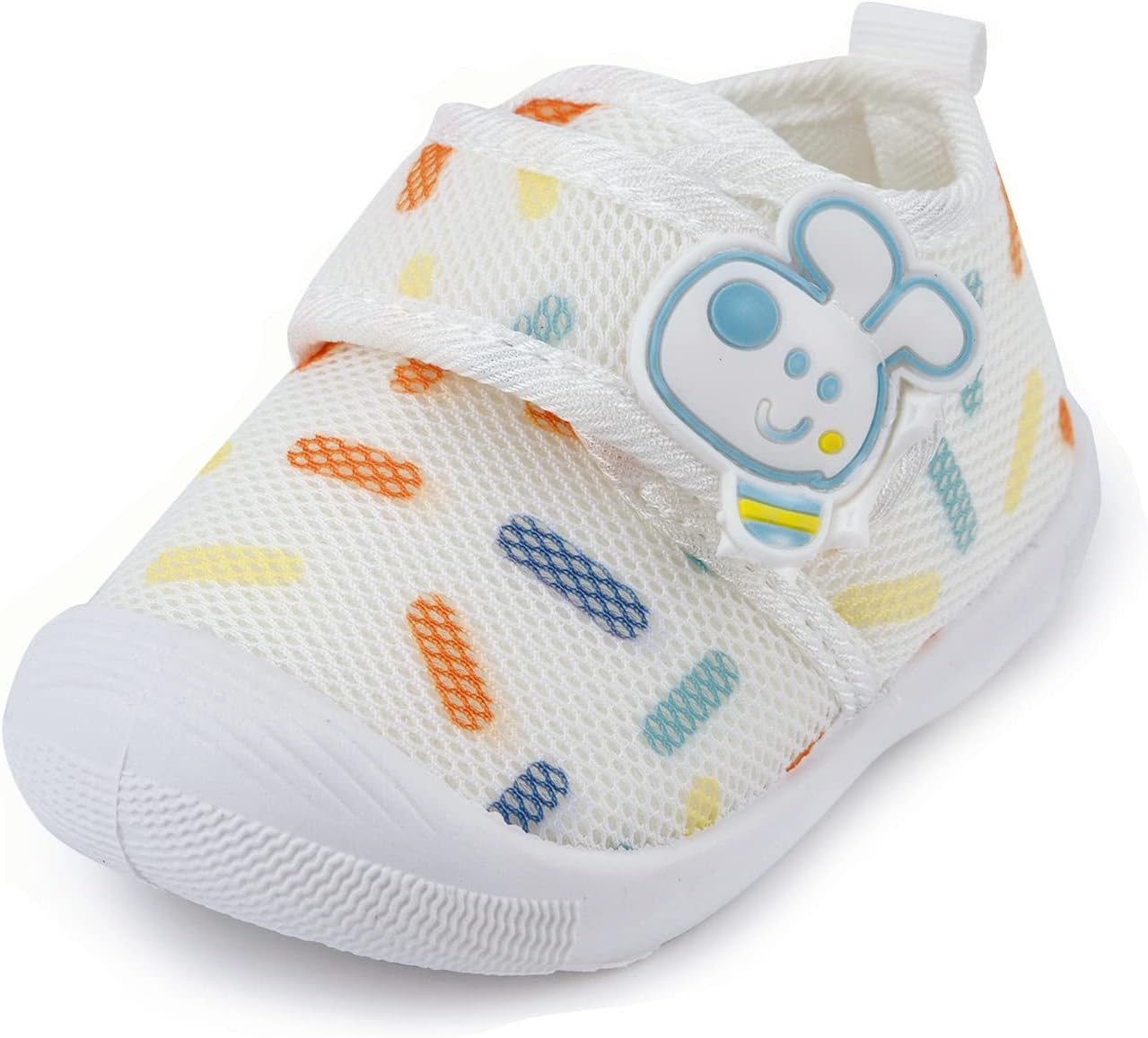 Toddler Squeaky Shoes Baby Boy Girl First-Walking Sneakers Infant Soft Sole Little Kid Trainers for 0-3-Year-old First Walkers 5.5 Toddler 03/White