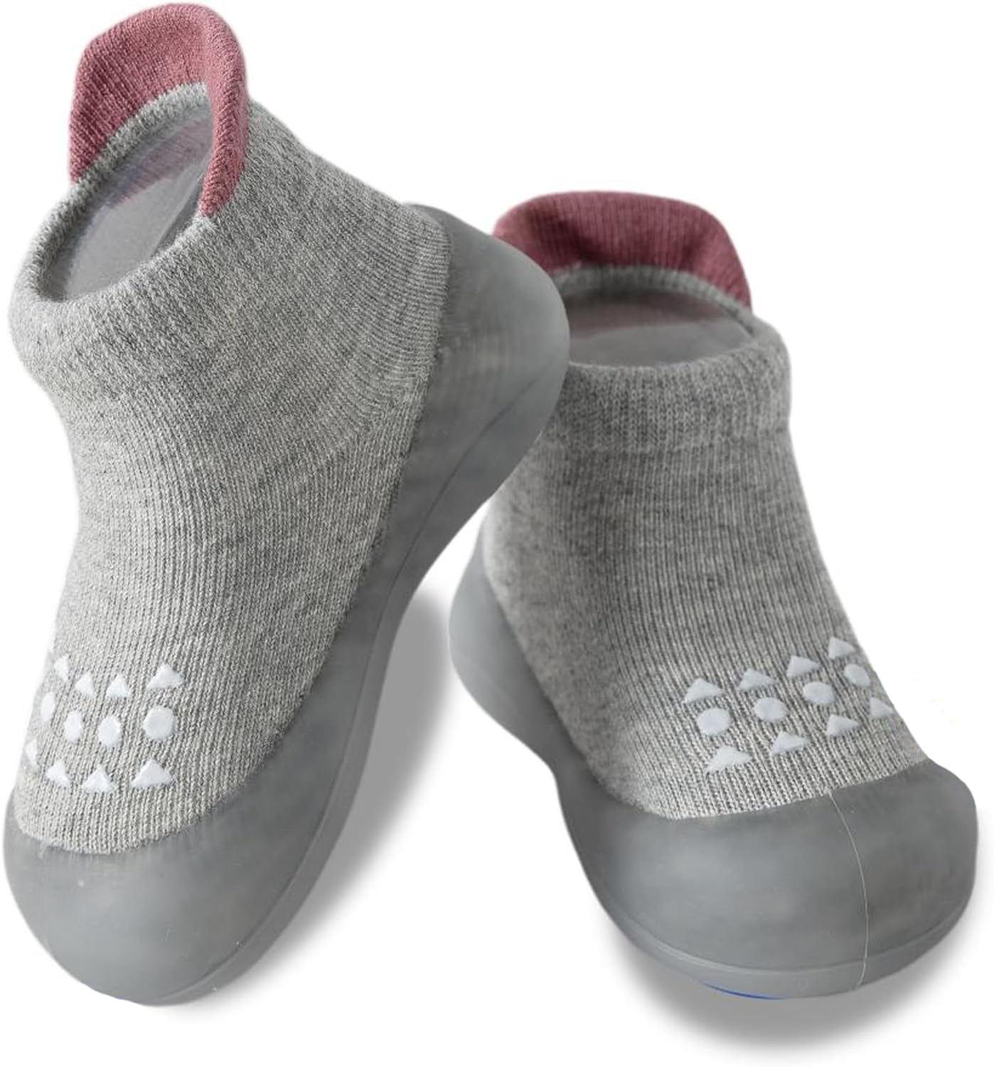 Baby Sock Shoes Toddler Walking Shoes Infant Non-Slip Slippers Soft Rubber Sole Sneakers for Baby Boys Girls 12-18 Months Toddler Grey