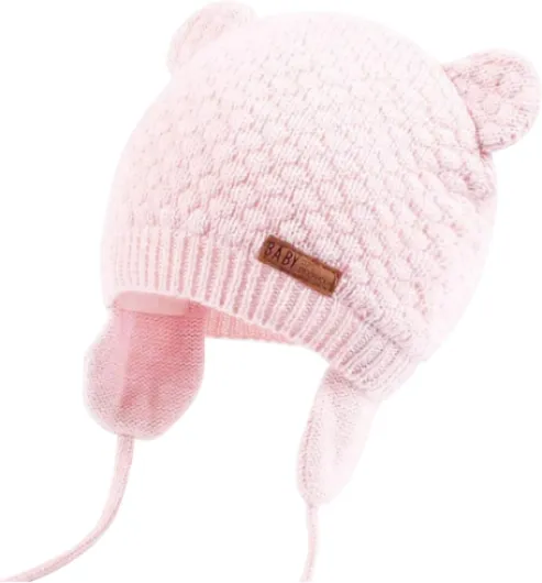 Kids Baby Hat Soft Warm Cable Knit Beanie Toddler Girl Fall Winter Hats Bear Pink 0-6 Months