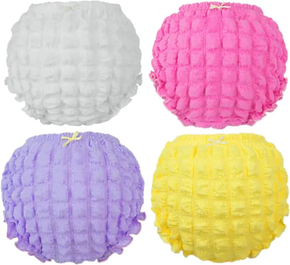 4 Pack Diaper Cover - Baby Bloomers, Ruffle Cute Baby Girl Shorts, Briefs - Panties Underwear for Toddler Girls 12-18 Months Solid Color