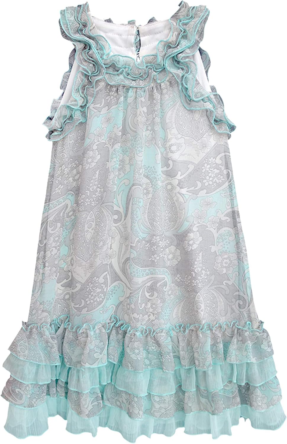 Isobella & Chloe Toddler-Little-Big Girls Printed Chiffon Shift Dress 12 Aqua