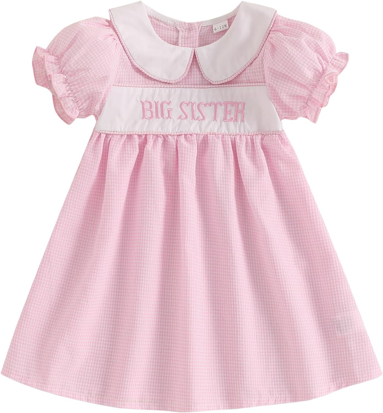 Big Sister Little Sister Matching Outfits Baby Girl Smocked Short Sleeve Romper T-Shirt Toddler Dress Summer Clothes Big Sister 3-4T