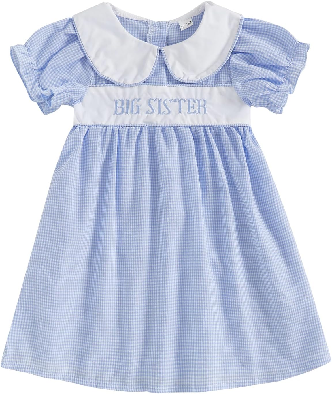 Big Sister Little Sister Matching Outfits Short Sleeve Bubble Romper Smocked Dress Toddler Girl Summer Clothes Blue Dress 3-4T