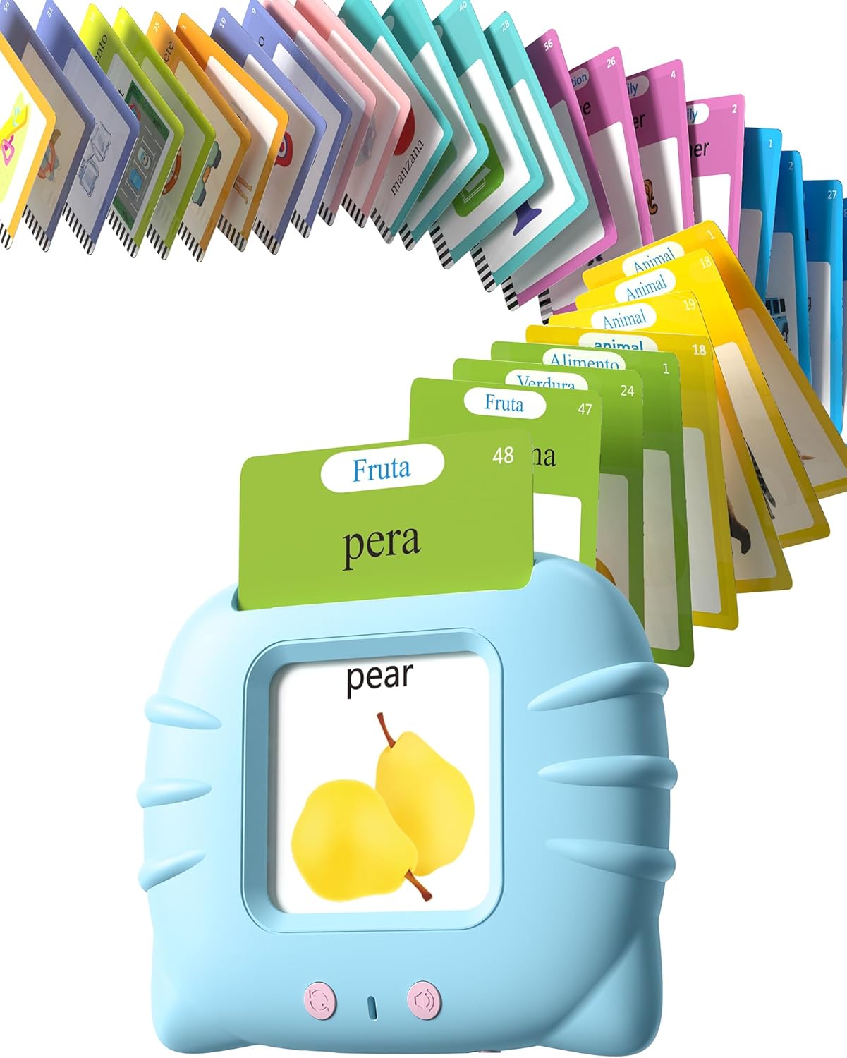 Bilingual Spanish and English Talking Flash Cards for 1-3, Airbition Pocket Speech Therapy Tools with 512 Words, Montessori Language Learning and Autism Aids, Children's Sensory Learning Kits 510 Words Spanish&English