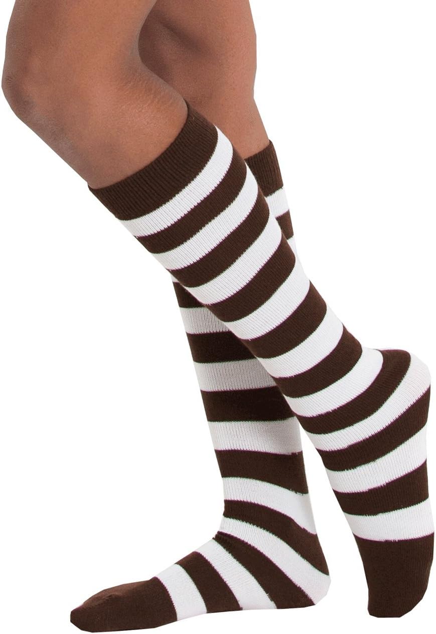 Chrissy's Socks Women's Striped Knee High Socks One Size Brown / White