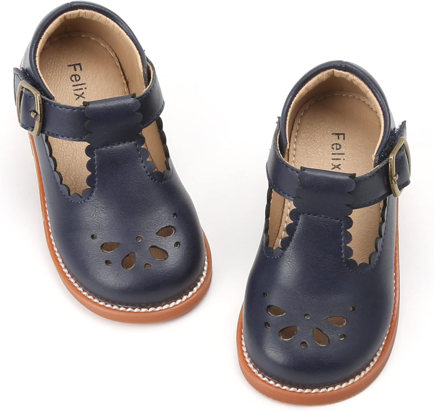 Felix & Flora Toddler Little Girl Mary Jane Dress Shoes - Ballet Flats for Girl Party School Shoes 8 Toddler B366-navy Blue