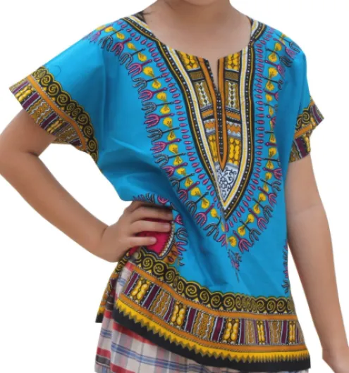 Unisex Bright Africa Classic Childrens Dashiki Cotton Shirt Boys Girls 15-24 Months Dodger Blue