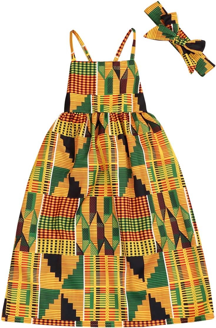 African Baby Clothes Girl Dashiki Ankara Outfit Set 6-7 Years Long Dress