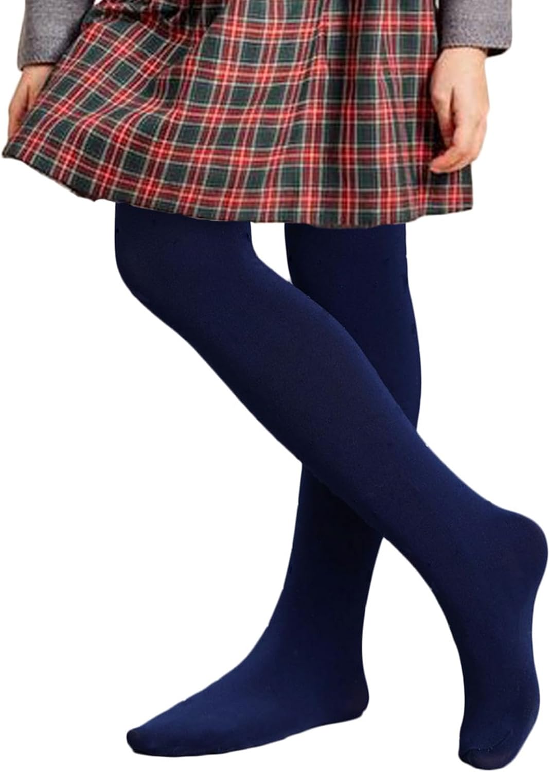 Kids Girls School Dress Cotton Tights Black White Navy Blue Burgundy Navy Blue 2 Pack 6