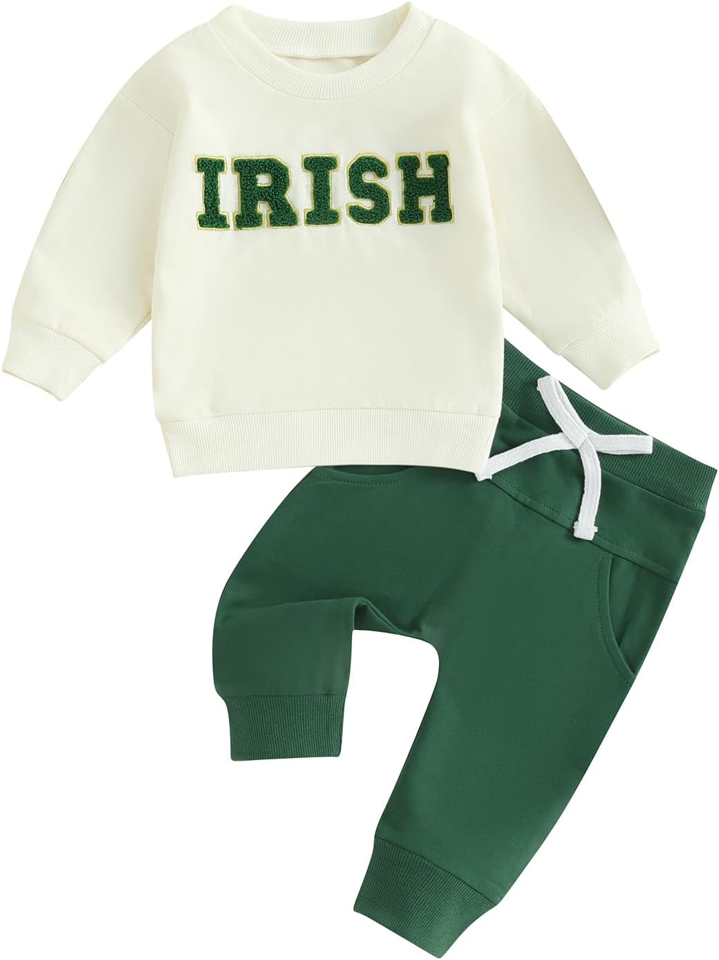 Toddler Baby Boy Girl St - Patricks Day Outfit Embroider Print Shirt Sweatshirt Pants Set St - Patricks Irish Clothes White 0-6 Months