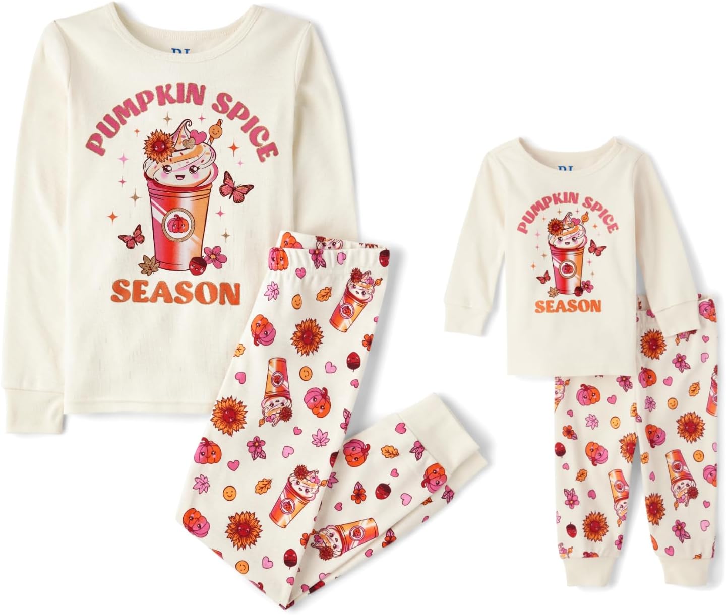 The Children's Place unisex-baby And Kids, Sibling Matching, Holiday Pajama Sets, Cotton 8 Pumpkin Spice Season