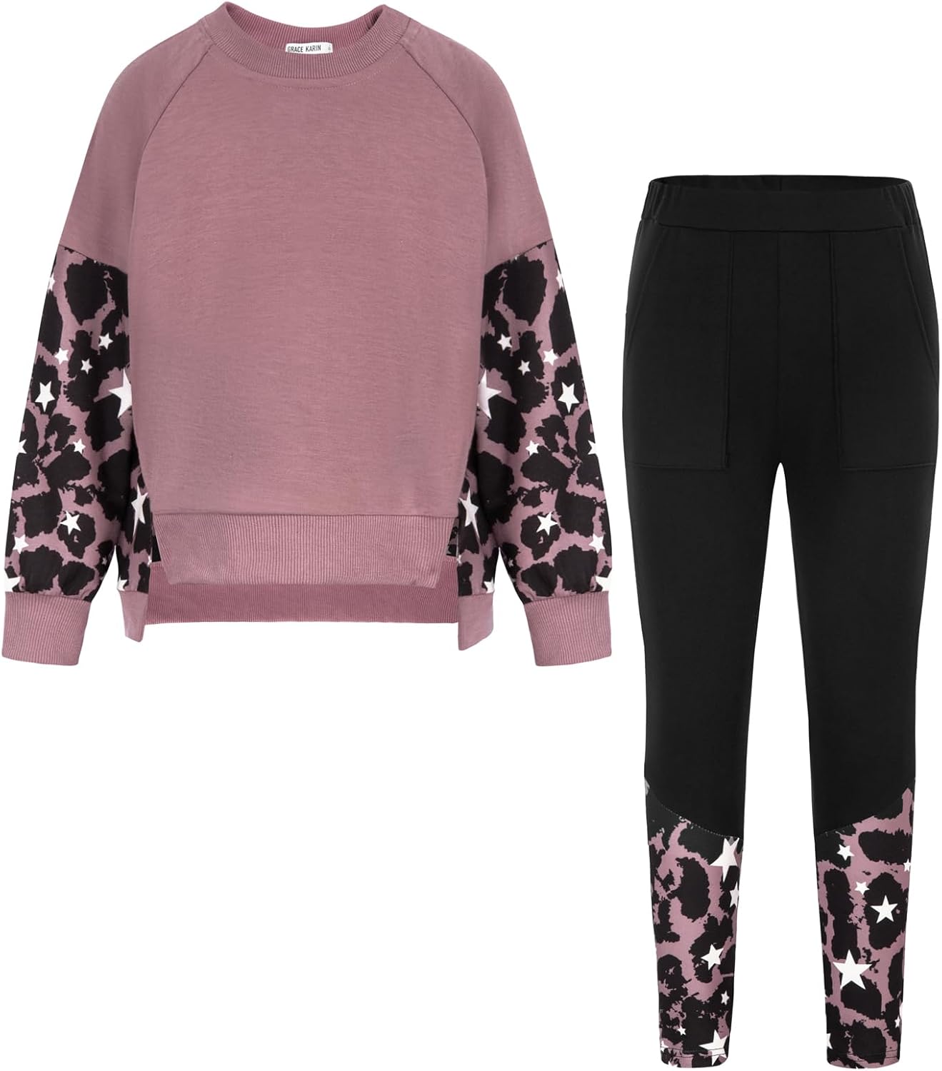 Girls Clothes Sweatshirt for Teen Girls Fashion Outfits Sweapants Leggings Tracksuit Clothing Set Size 5-14 Grey Pink 12 Years