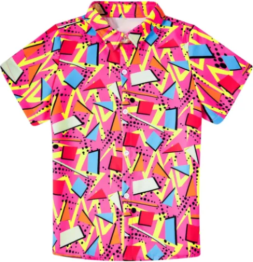 2-10 Years Boys Button Down Shirts 3D Graphic Hawaiian Aloha Short Sleeve Dress Shirt Tops A1-retro 80s 90s-1 7-8 Years