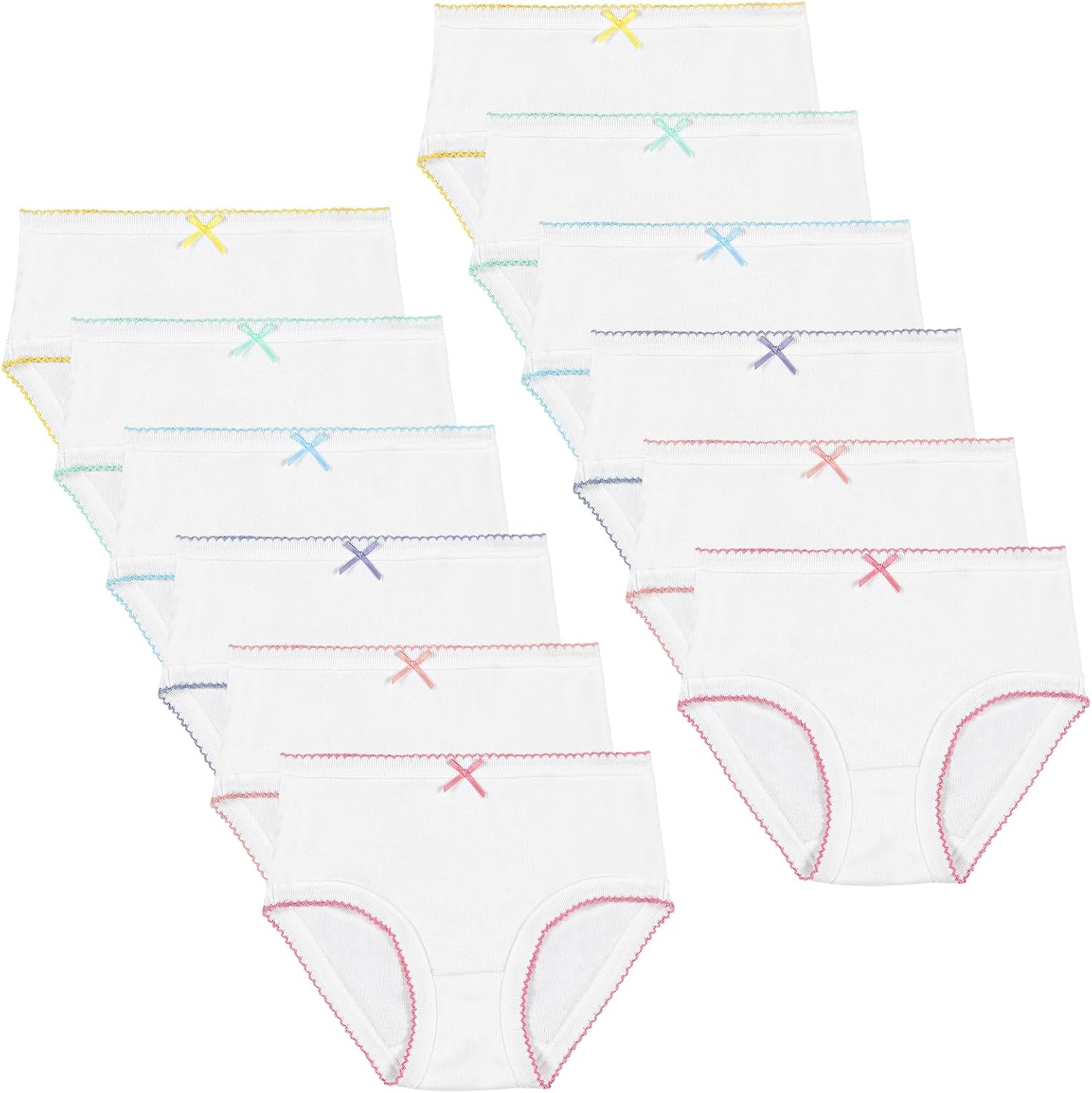 Phennie's Girls' Underwear Soft Cotton Panties Solid White Breathable Kids Girls Underwear Pure Cotton Undies 12 Pack 6-7 Years White