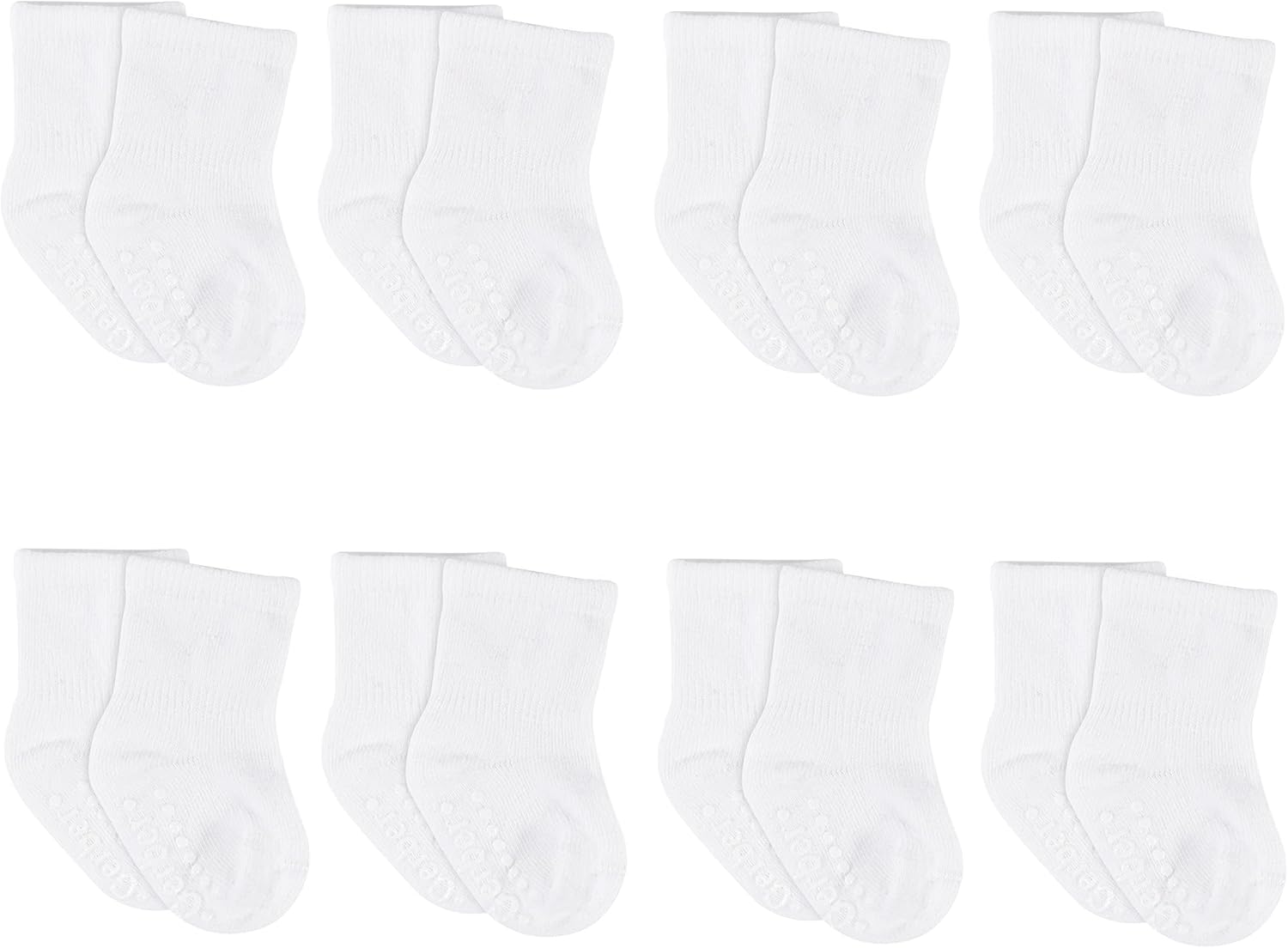 Baby 8-Pack Wiggle-Proof Jersey Crew Socks 4T White