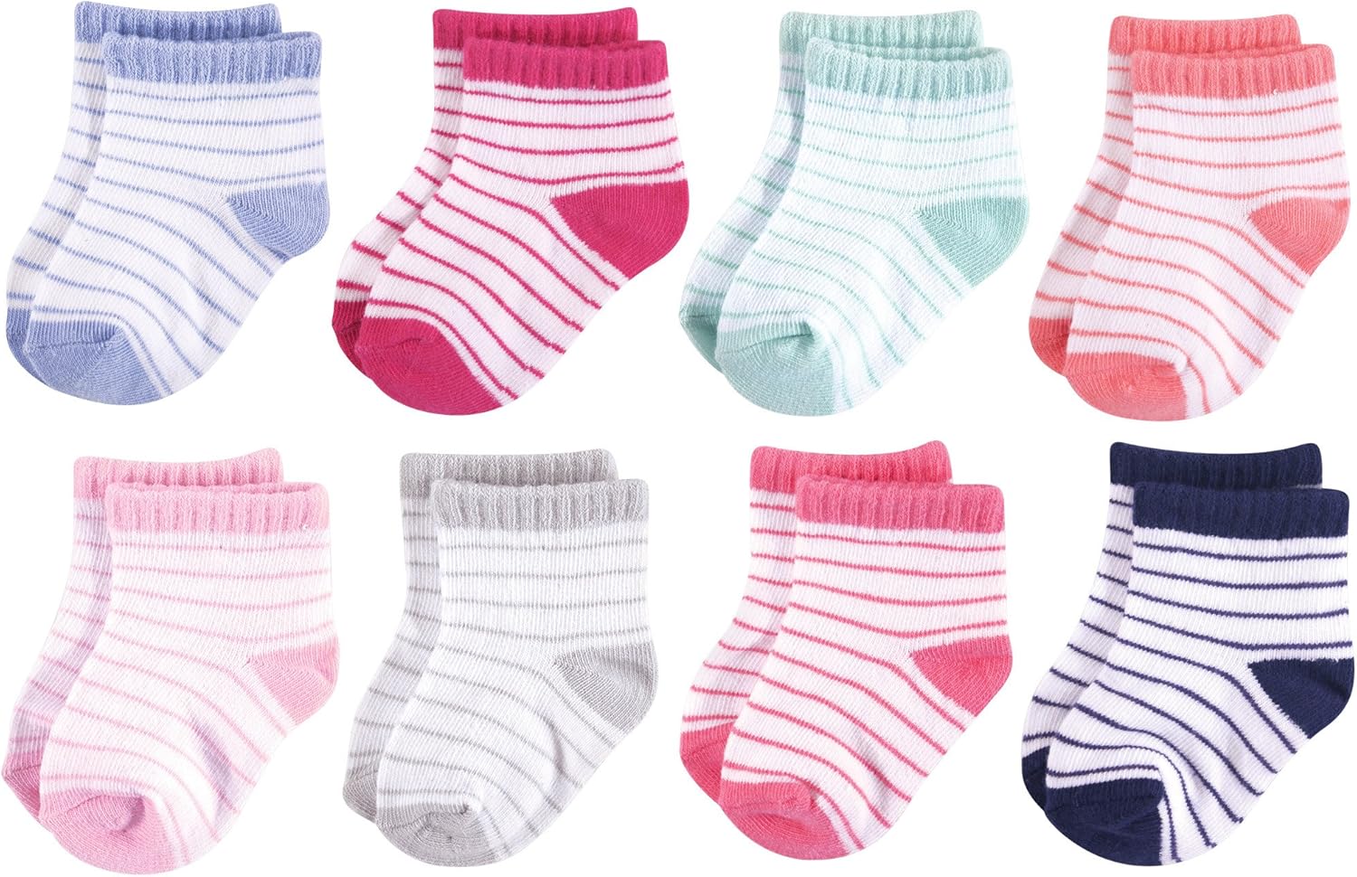 Baby Girls' Cotton Rich Newborn and Terry Socks 6-12 Months Stripes Girl 8
