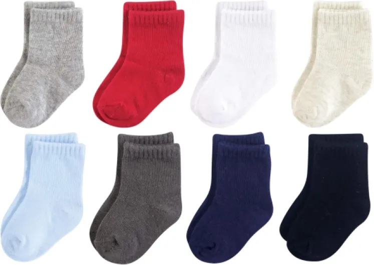 Baby-girls Fun Essential Socks Multi-pack 6-12 Months Blue Red 8