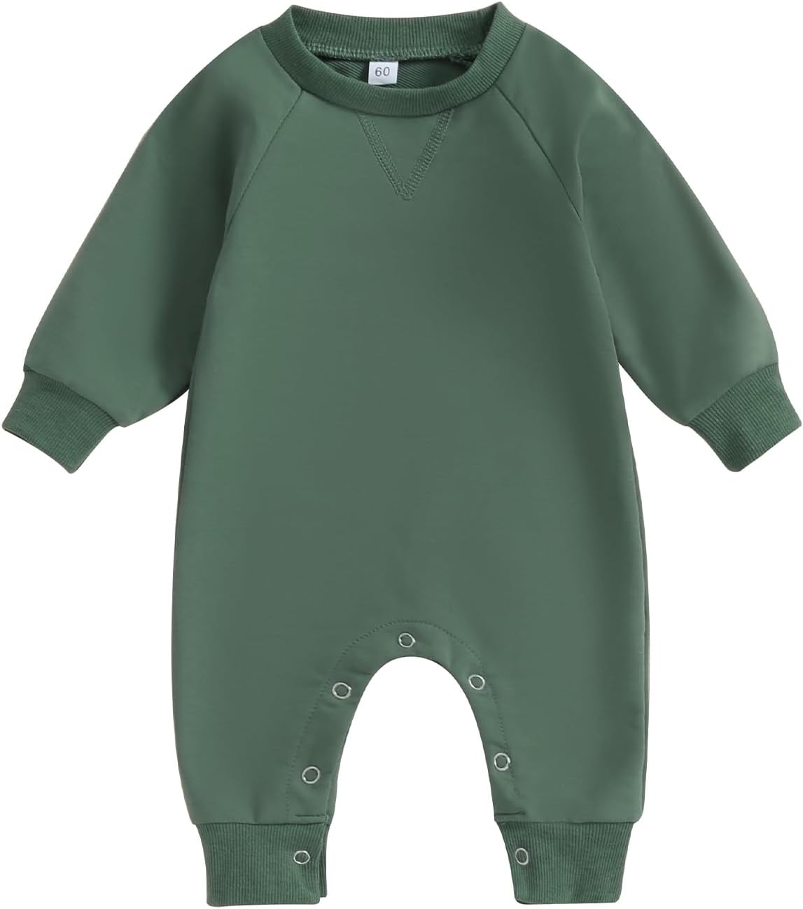 Newborn Infant Baby Boy Girl Clothes Solid Color Long Sleeve Romper Jumpsuit One Piece Bodysuit Fall Winter Outfit Green 0-3 Months