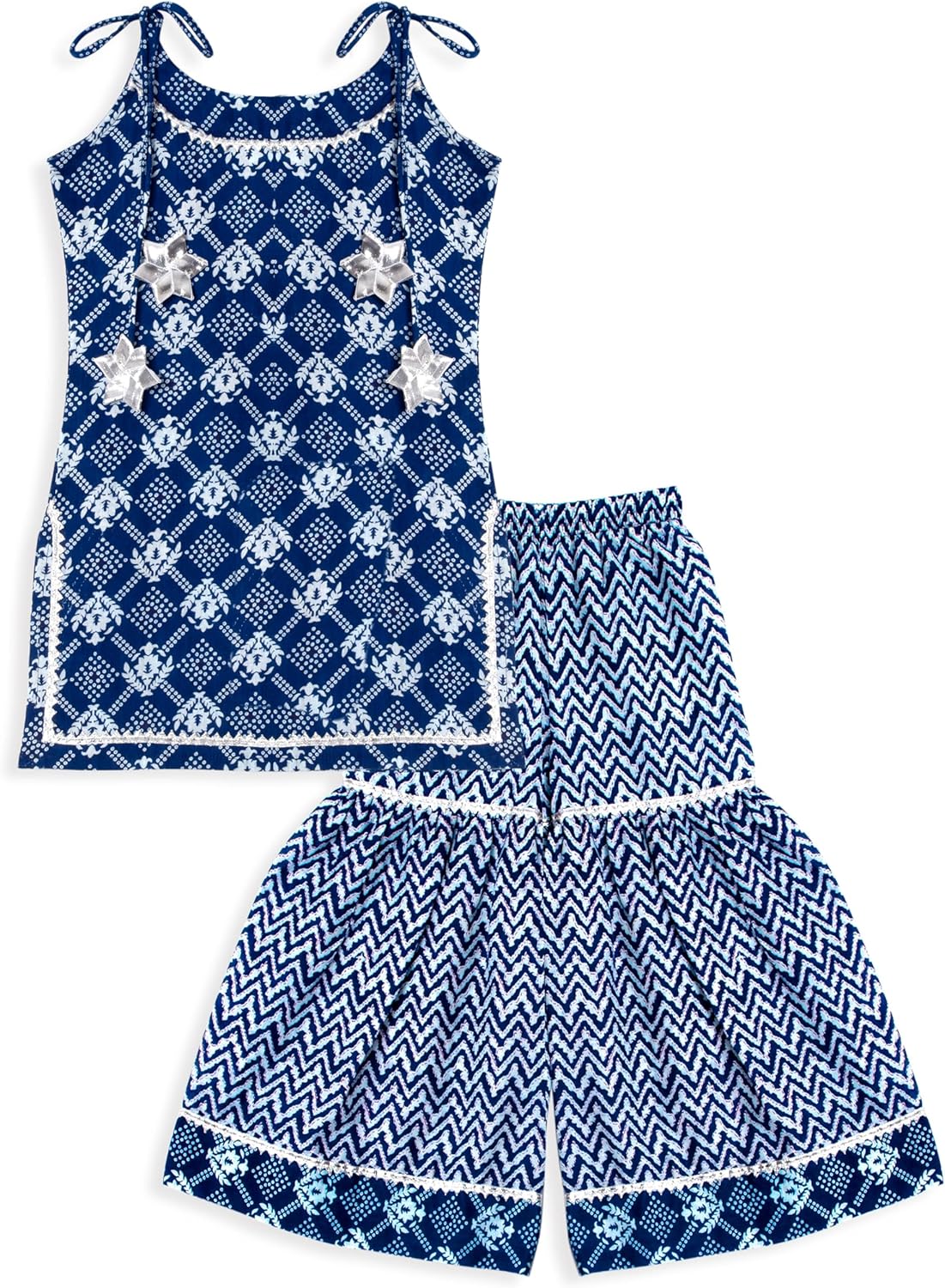 Kids Kurti Sharara Set for Girls Ethnic Wear (KG120-P) Indigo Blue 5-6 Years