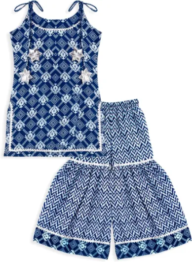 Kids Kurti Sharara Set for Girls Ethnic Wear (KG120-P) Indigo Blue 5-6 Years