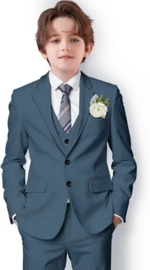 Boys Suit Formal Suits for Boy Slim Fit Kids Suit for Teen Boy Toddler Dress Boys Wedding Communion Grey Blue 4T