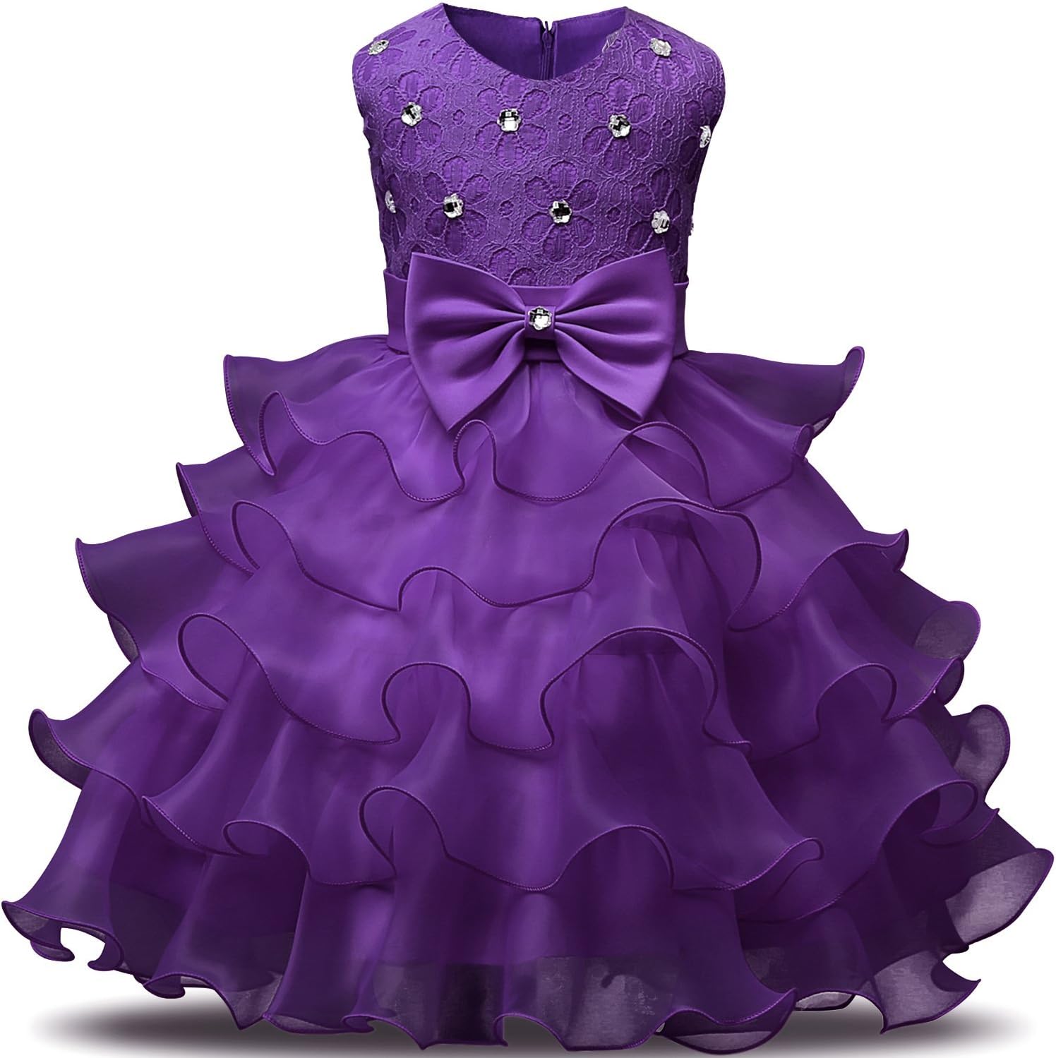 Girl Dress Kids Ruffles Lace Party Wedding Dresses 6-7 Years Deep Purple