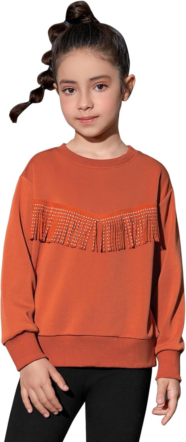 Girls' Novelty Hoodies Kids Pullover Sweatershirts 4-13Years 8-9 Years Caramel-thicker