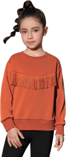 Girls' Novelty Hoodies Kids Pullover Sweatershirts 4-13Years 8-9 Years Caramel-thicker