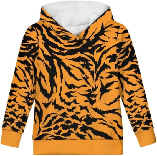 Boys Girls Hoodies Sweatshirt Comfy Sport Clothing for Kids Trendy Hooded Pullover 6-14 Years Old Fall Outfit 8-10 Years Tiger Stripe