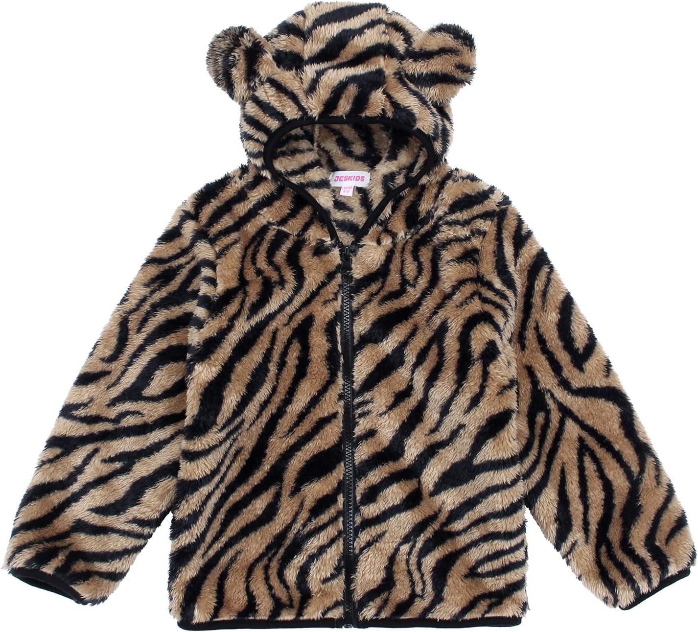 Toddler Girls Boys Fleece Hoody Jacket Zip Up Teddy Coat Warm Winter Outwear Tiger Print 12-18 Months
