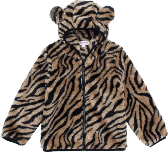 Toddler Girls Boys Fleece Hoody Jacket Zip Up Teddy Coat Warm Winter Outwear Tiger Print 12-18 Months