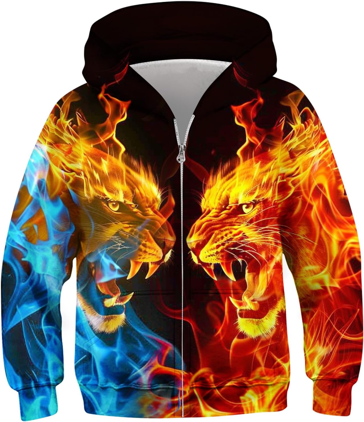 6-14T Boys Girls Zip Up Hoodies Sweatshirts 3D Printed Cool Pullover with Pockets 10-12 Years A9-a3 Blue Red