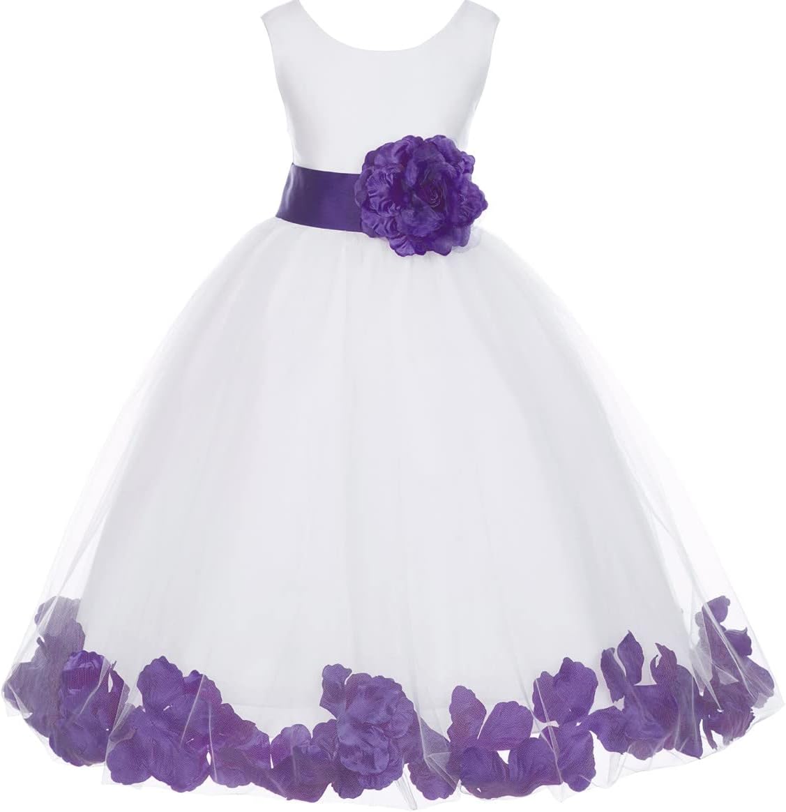 Ekidsbridal White Floral Rose Petals Flower Girl Dress Birthday Girl Dress Junior Flower Girl Dresses 302s Cadbury Regency 6