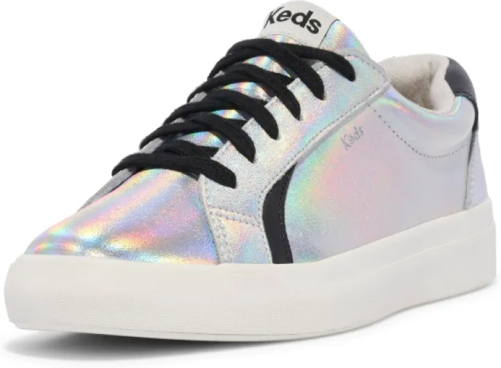 Women's Pursuit Lace Up Sneakers 7.5 Silver Iridescent Leather
