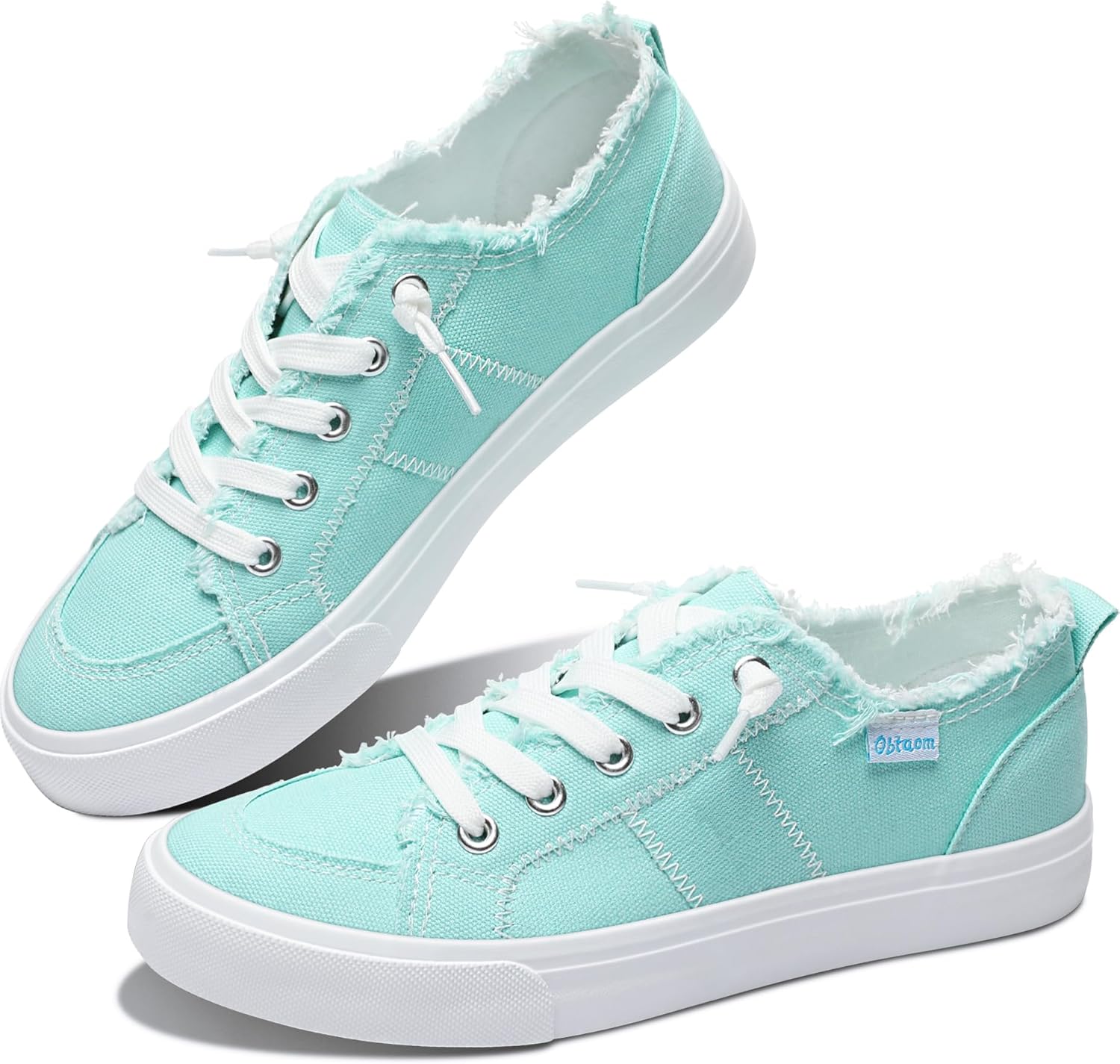 Women's Play Fashion Sneaker White Color Washed and Leopard Canvas Slip on Shoes 11 Light Green