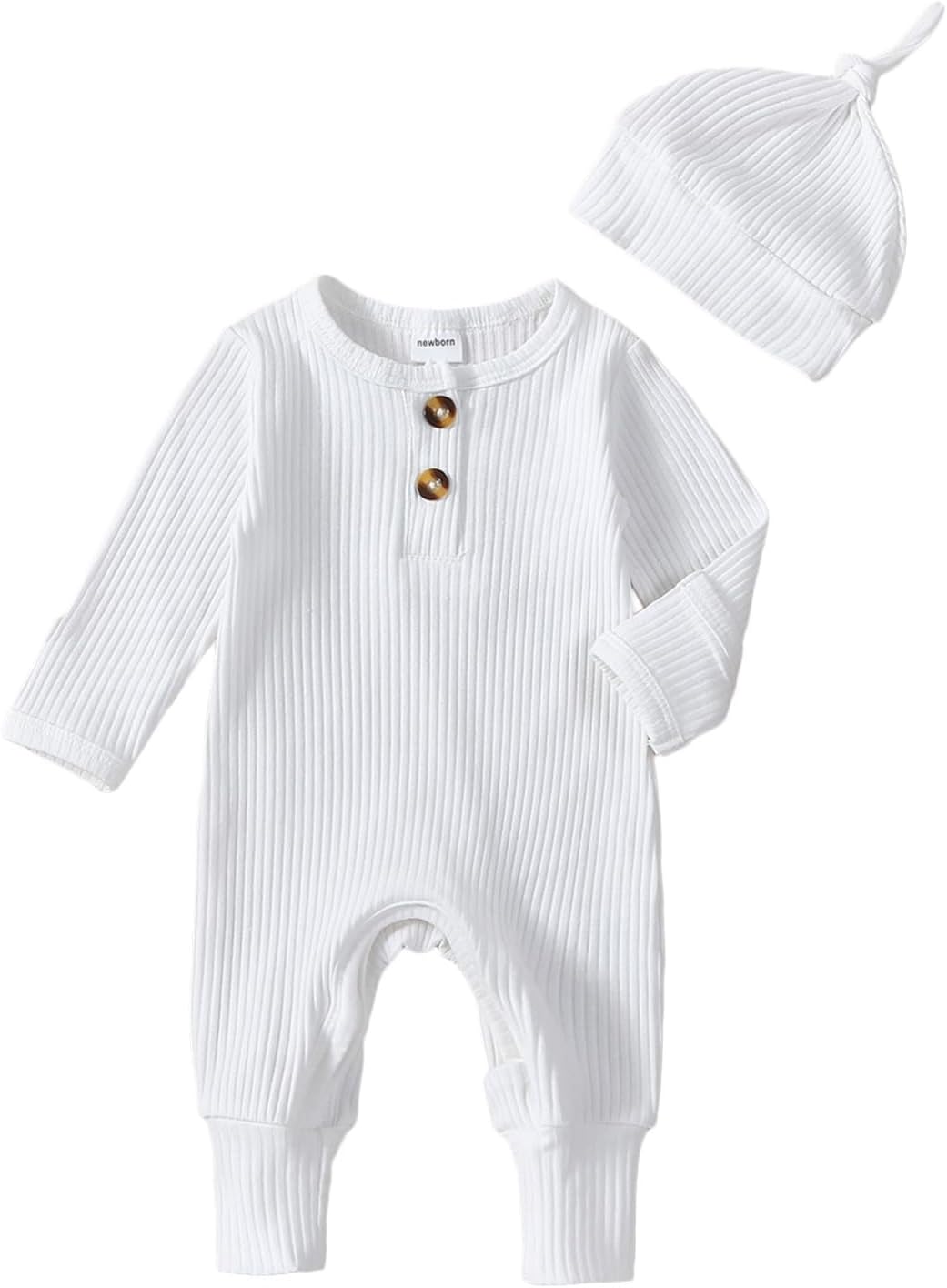 Newborn Baby Boy Knit Jumpsuit Sweater Romper Newborn Coming Home Outfit Infant Fall Winter Clothes Outfits Cute Ribbed White Newborn