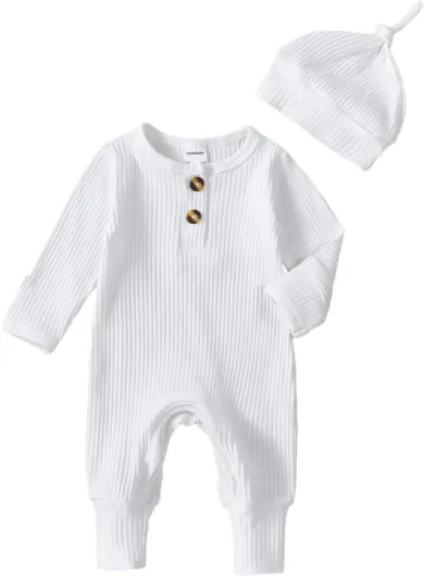 Newborn Baby Boy Knit Jumpsuit Sweater Romper Newborn Coming Home Outfit Infant Fall Winter Clothes Outfits Cute Ribbed White Newborn