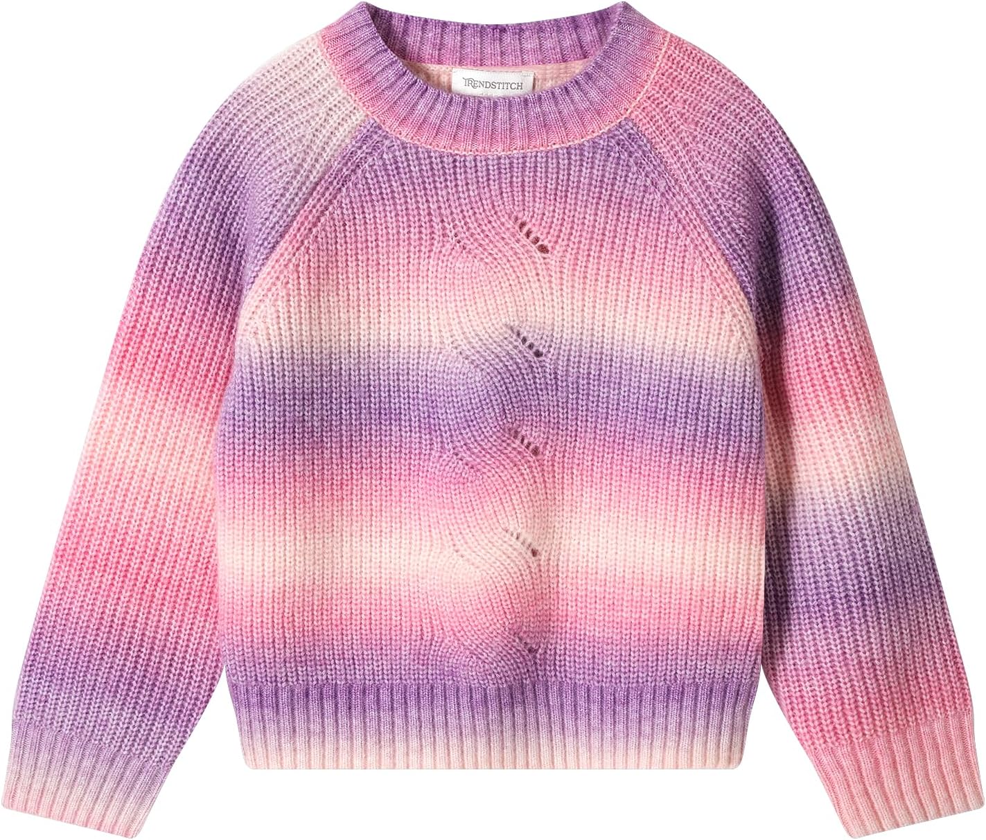 Girls Striped Sweaters Gradient Long Sleeve Cable Knit Sweater Chunky Pullover Jumper Fall Winter 7-8 Years Rainbow